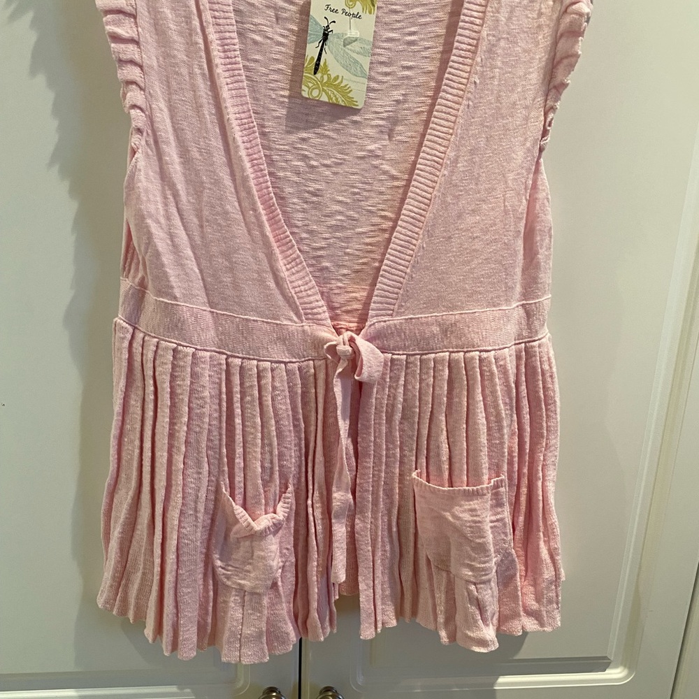 💖💖 NWT Free People V-Neck Knit Pleated, Pockets, Cinch-Waist Size L